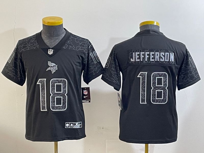 Youth Minnesota Vikings 18 Jefferson Black 2024 Nike Limited NFL Jersey style 1